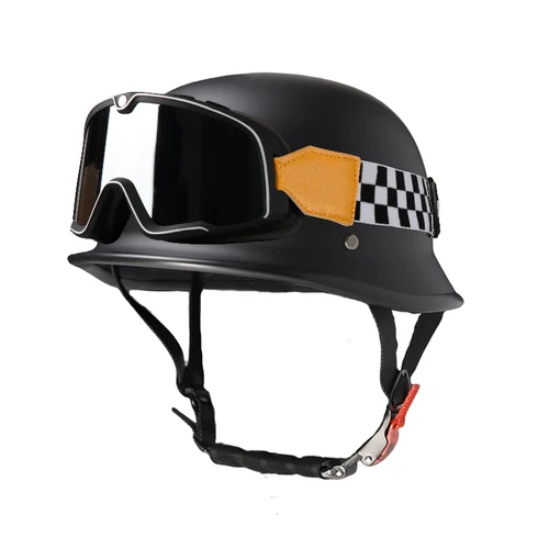 Imagen 2 del producto Medio casco abierto para motocicleta, casco de protección de crucero retro alemán, adecuado para adultos y niños, cascos de seguridad para montar