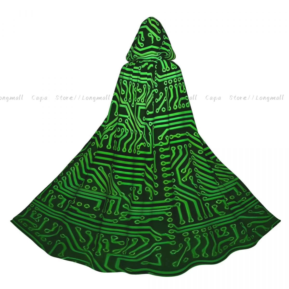 

Фон для компьютерного искусства с схемой печатной платы, фурнитура, проволочный плащ с капюшоном, карнавальный костюм на Хэллоуин для взрослых, длинная праздничная накидка