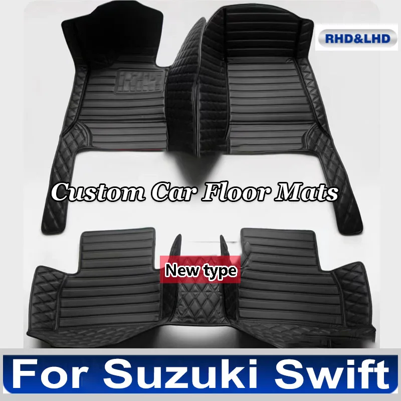 Leather Car Floor Mats For Suzuki Swift 2018 2019 2020 5door Waterproof Pad Car Floor Carpet Mat Rug Car Accessories