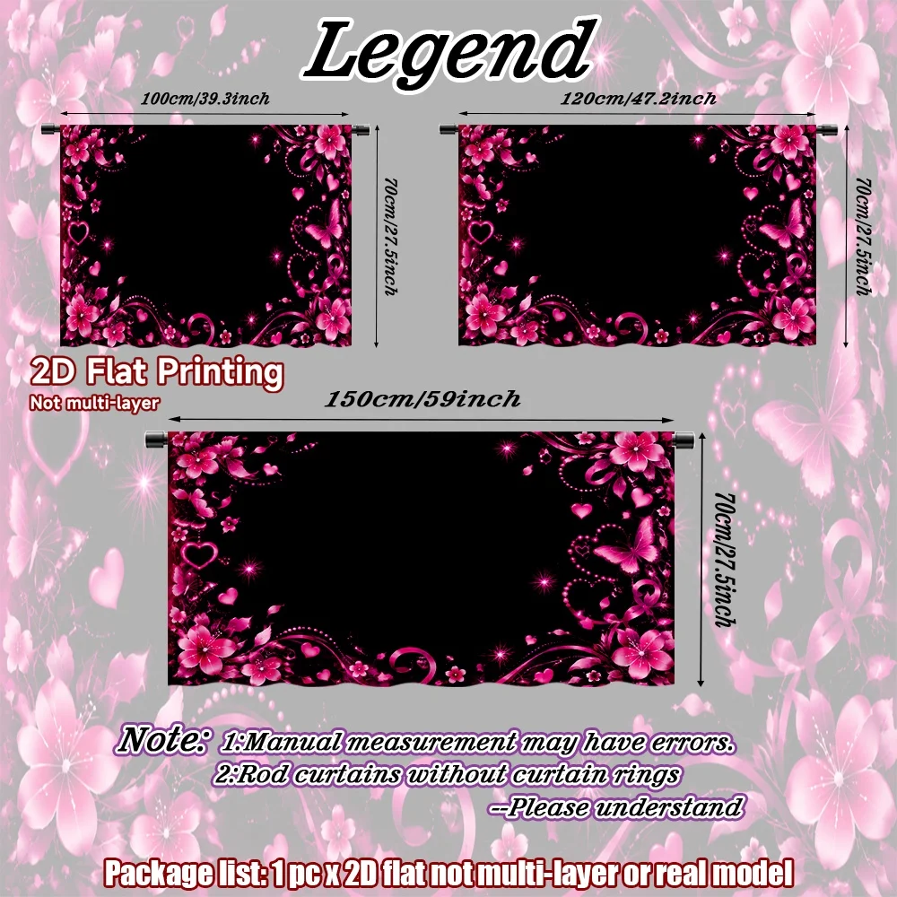 2D flat 1pc French romantic style Valentine Pink Floral Digital printing The rod-mount design makes installation convenient and