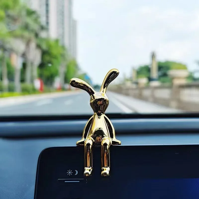 1/5/10pcs  Long Eared Rabbit Center Console Decor Pastable Plating Rabbit 3D DIY Home Furnishings Ornament