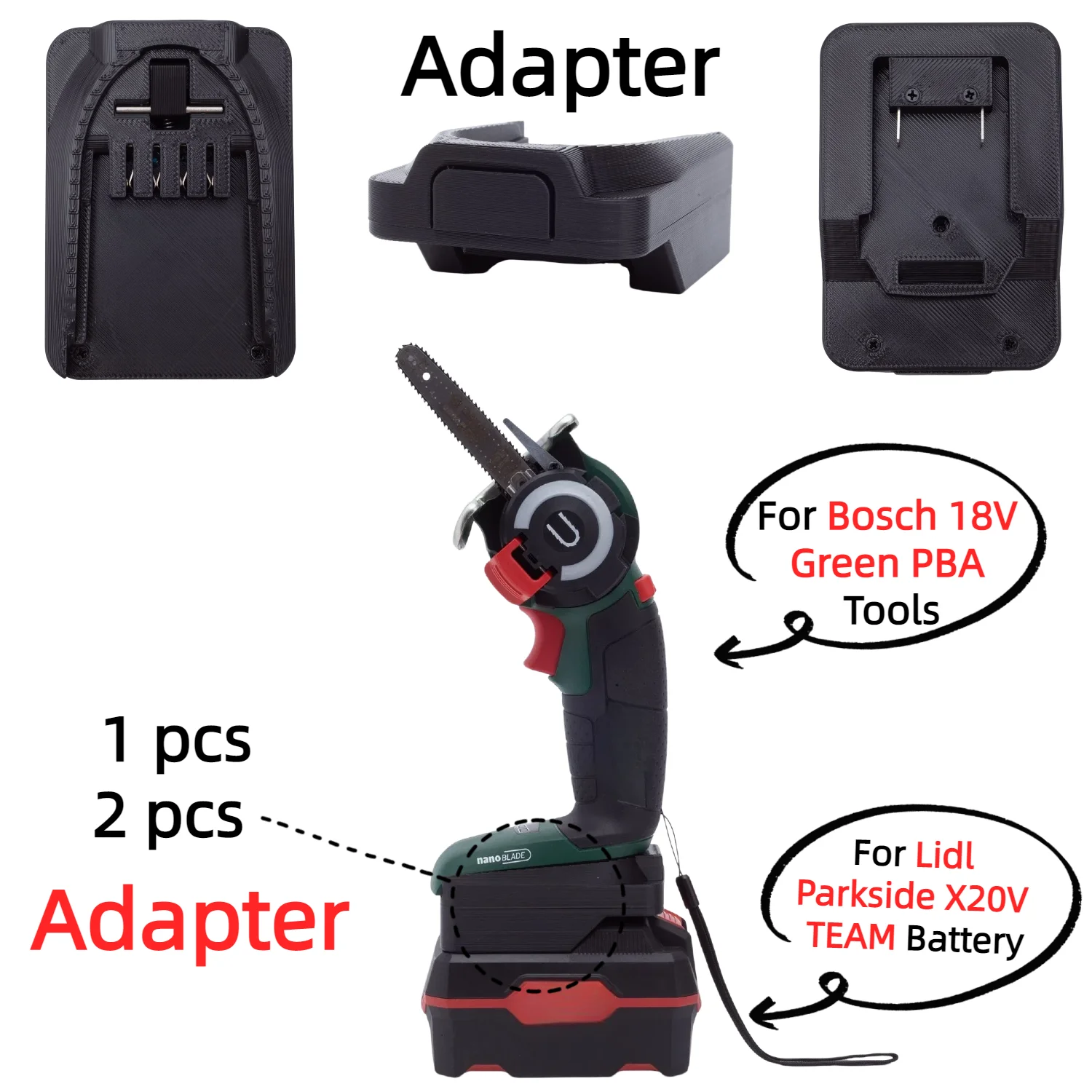 

1/2 Pcs Battery Adapter for Lidl Parkside X20V TEAM Li-ion Battery TO Bosch 18V Green PBA Cordless Tools Accessory(Only Adapter)