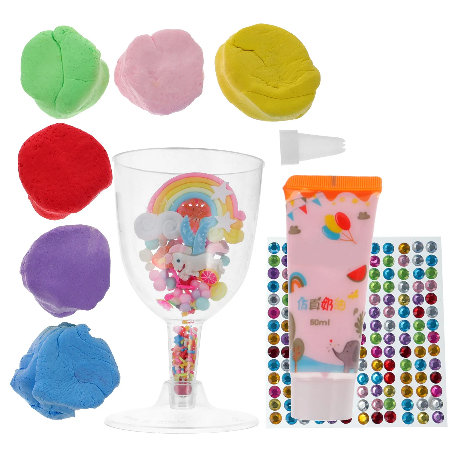 

Набор для творчества из глины: Детский DIY-набор для приготовления кремовых десертов и мороженого в стаканчиках, мягкий, безопасный, развивающий, для рукоделия, для детей