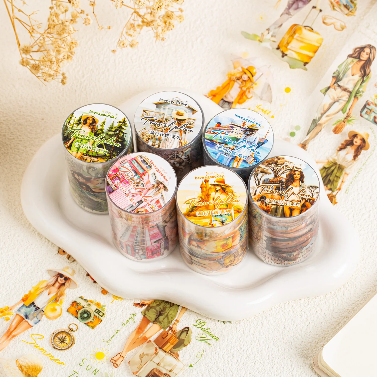 1pcs DIY Decoration Adhesive Tapes Japanese Travel plans Washi Tapes Masking Tapes stickers stationery