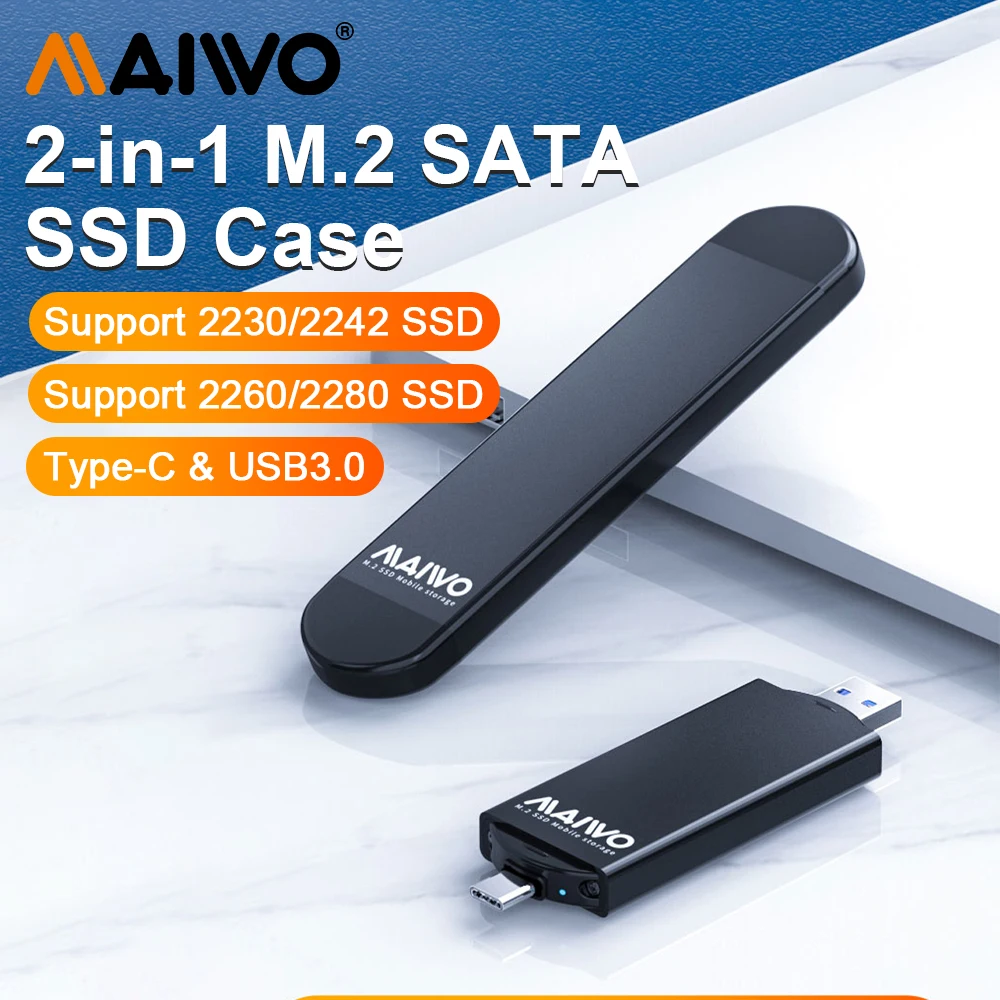 

MAIWO M.2 NGFF SATA SSD Φ 2-в-1 Type-C/USB3.0 корпус для твердотельного накопителя ноутбука мини внешняя фреза для 2230/2242/2260/2280