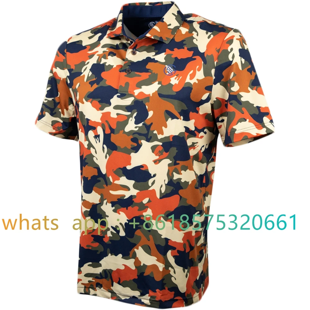 Googansquad Incognito Orange Camo Polo Sun Protection Shirt High -performance Long Sleeve Golf Course Or The Game T Shirt Polo