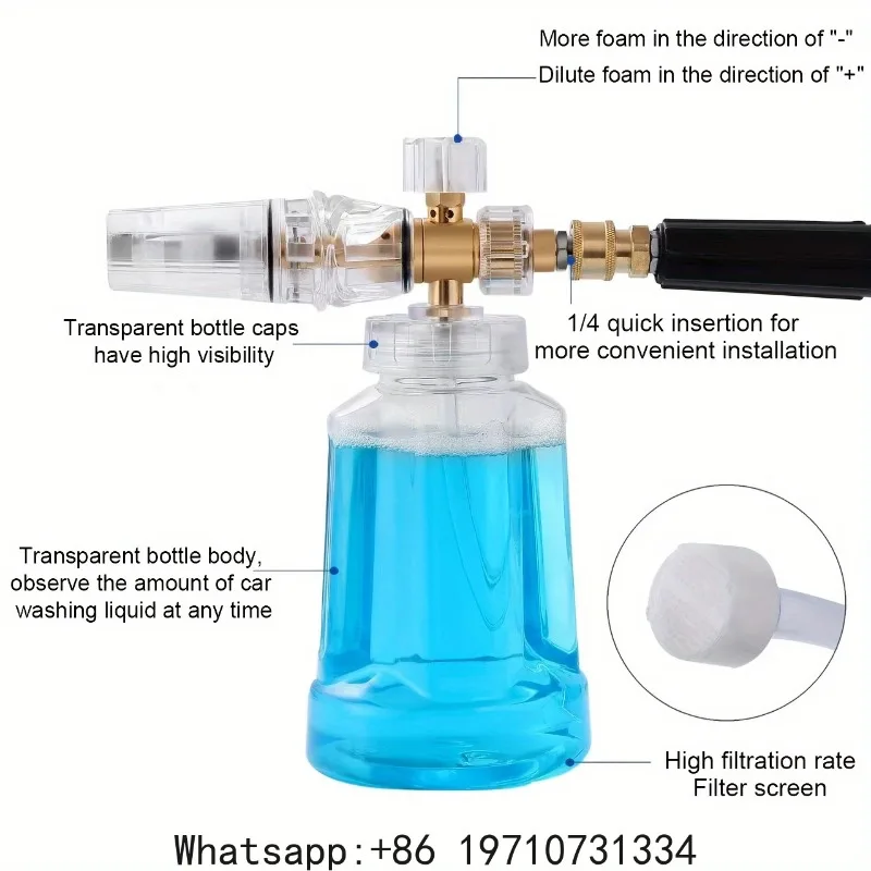 Thickened PA Adjustable Multi-Angle High Pressure Foam Sprayer, Transparent Car Cleaning Gun for Auto Detailing