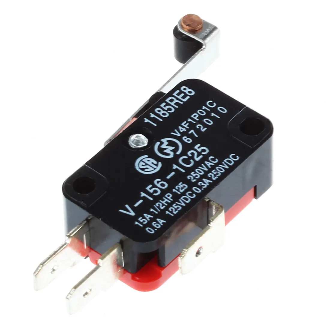 ¡El más nuevo! Mini interruptor de límite, bisagra larga, brazo de palanca de rodillo SPDT Snap Action LOT - rojo y negro