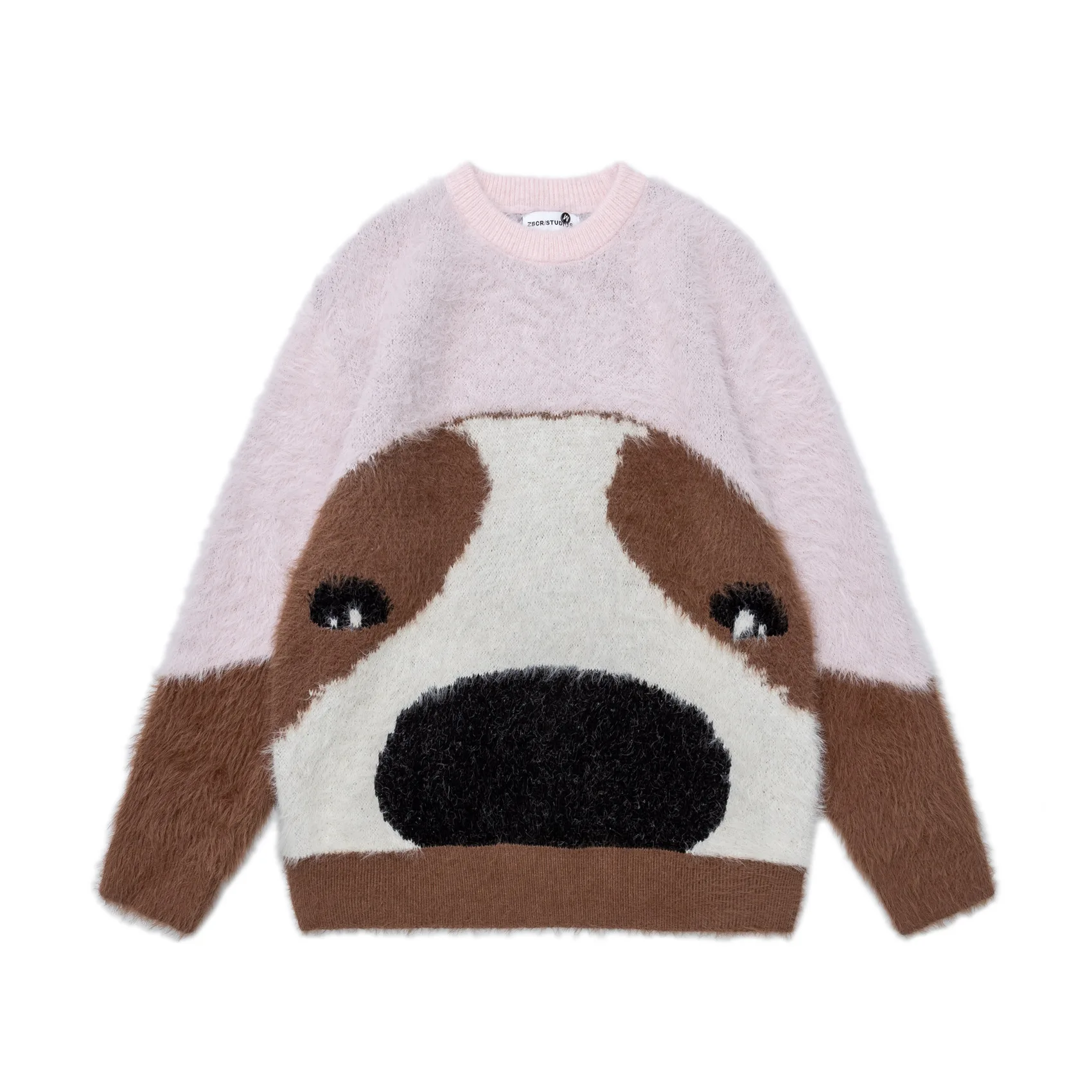 Men Hip Hop Sweater Pullover Streetwear Retro Cute Cartoon Big Dog Pattern Knitted Sweater Retro Vintage Autumn Sweaters Cotton