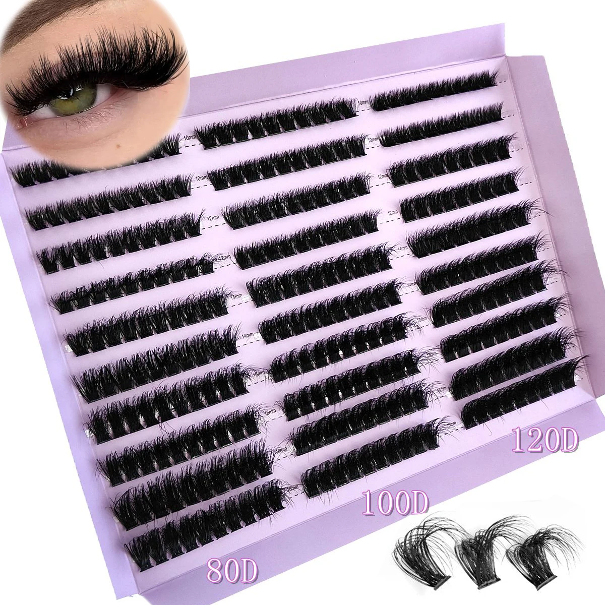 HBZGTLAD 290/300Pcs Fluffy Thick Eyelash Clusters D/DD Wispy Individual Lashes 60/80/100 Mix Eyelash Extensions False Eyelashes