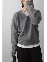 Commuter loose V-neck cashmere knitwear women autumn and winter Korean version large size pullover sweater pure wool base shirt