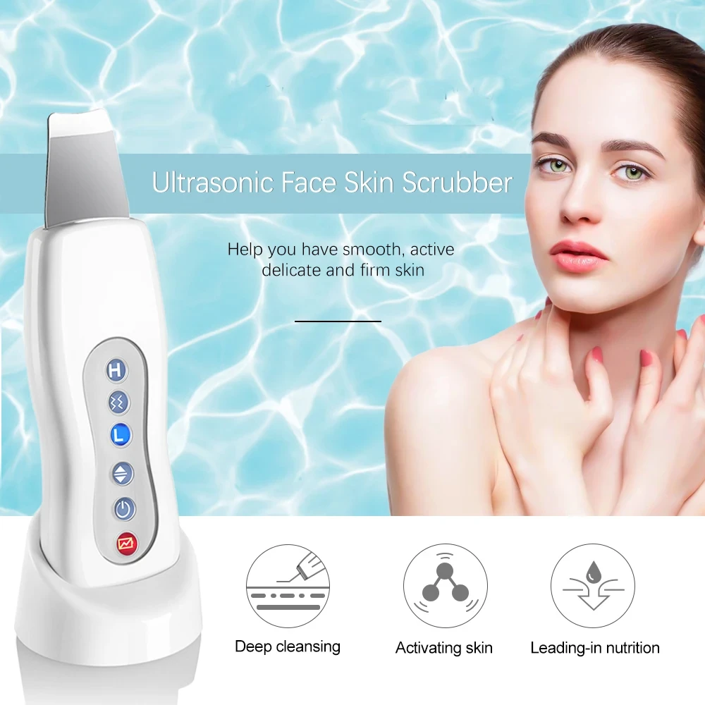 

Ultrasonic Skin Scrubber Cleaner Face Cleaning Acne Removal Facial Spa Massager Ultrasound Peeling Clean Machine