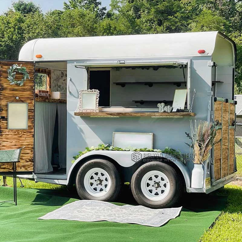 Belyoo New Design Food Trailer Mobile Bar Cart Street Food Truck Horse Box Trailer Ice Cream Cart Coffee Carts