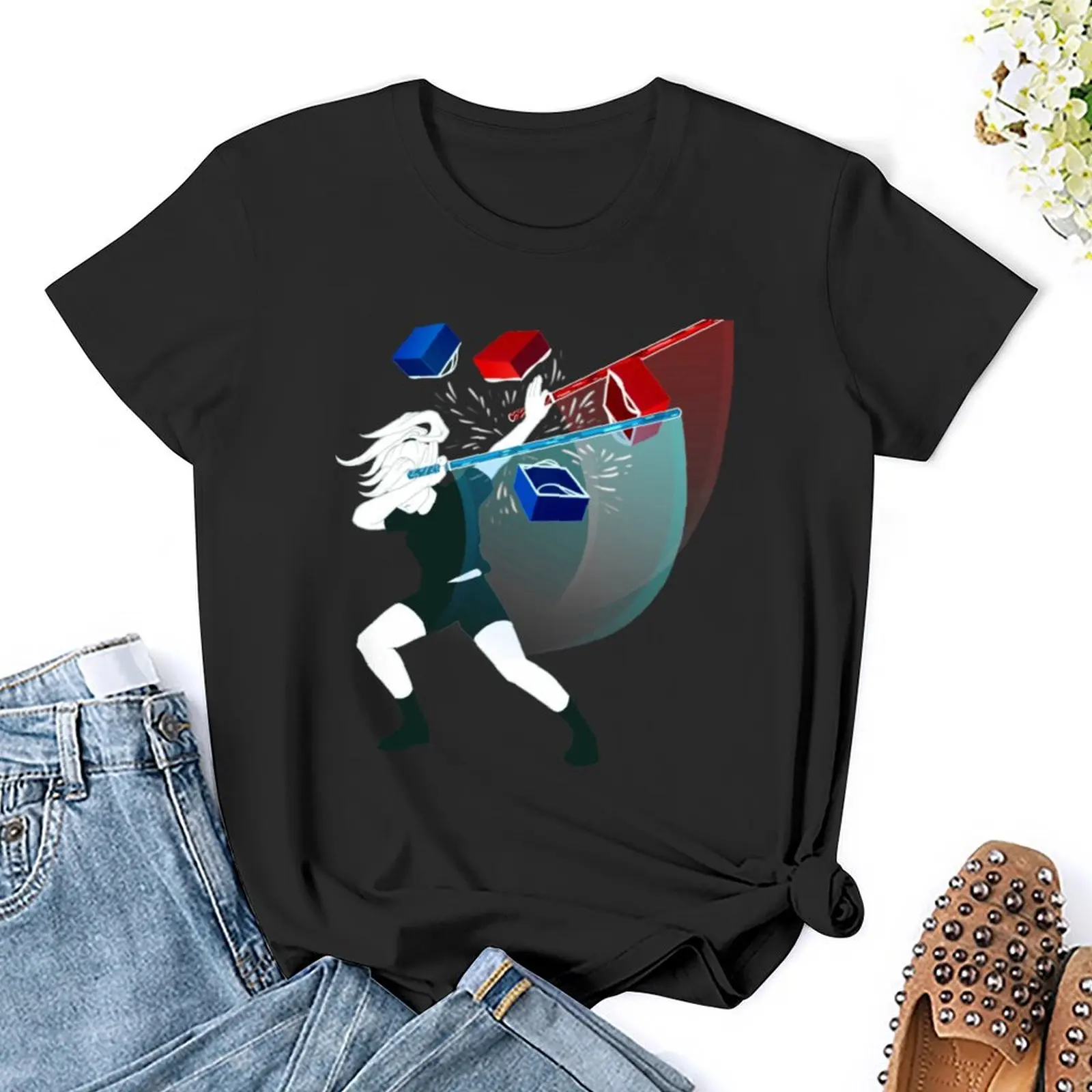Beat Saber Girl - Meme Edition T-Shirt plus size tops hippie clothes lady clothes Women's tops