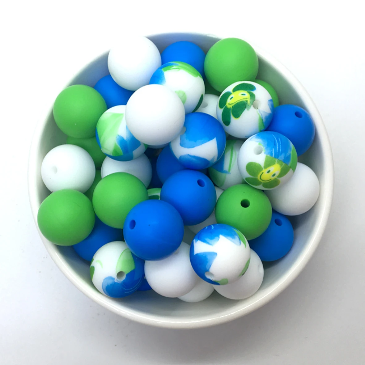 20 pcs 15MM Round Silicone Beads for Pacifier Clips Chain Spacing Loose Beads For DIY Jewelry Making Necklace Teether