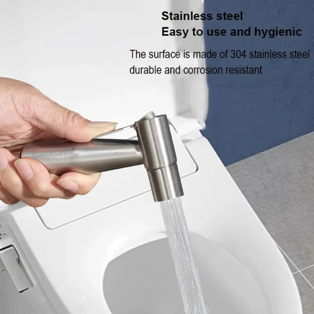 New 304 Stainless Steel High Pressure Spray Pressurized Silver Hand Bidet Faucet Toilet Spray