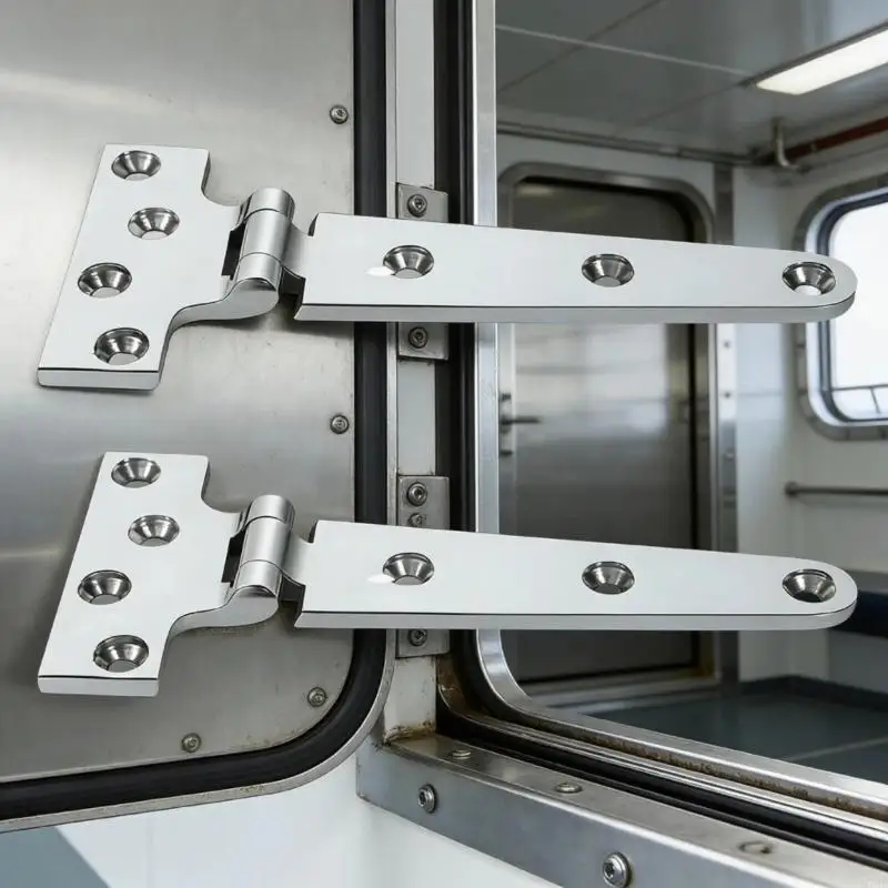 M76E 2 Stück T-Typ-Edelstahlscharniere in industrieller Stärke für schwere Bootstüren – Detail 3