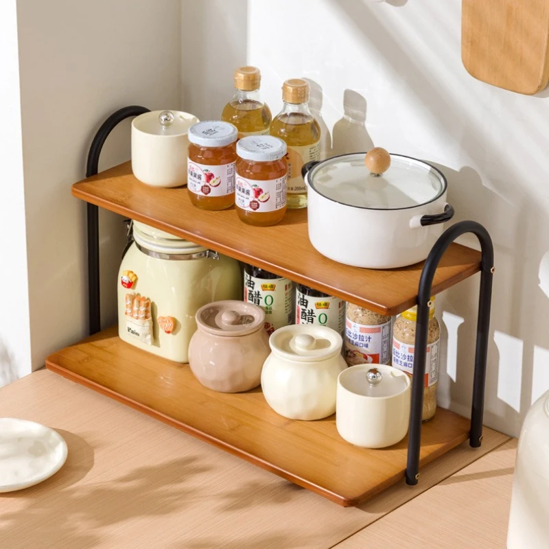 

Stable Double-layer kitchen seasoning rack rack household seasoning salt tank multi-functional multi-layer storage rack