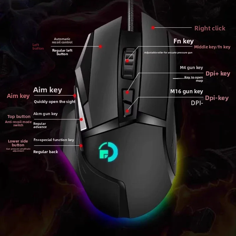 G502 HERO Gaming Mouse 12800 DPI 8 Programmable Buttons RGB Wired Mouse for PC,Competitive FPS Battle Royale Gift for BoyfriendO view 3