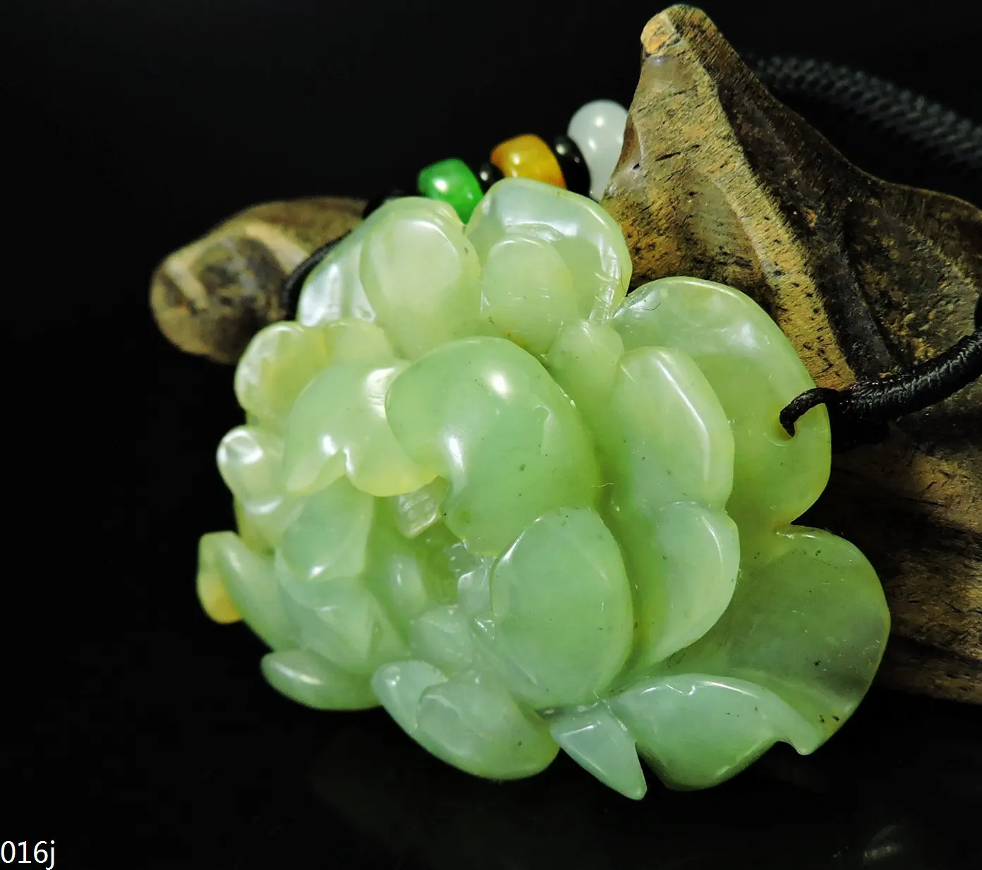 Jade Jewelry Natural Jade Pendant Necklace Hand-Carved peony flower Jadeite Necklace Pendant Gift No Treatment 016j