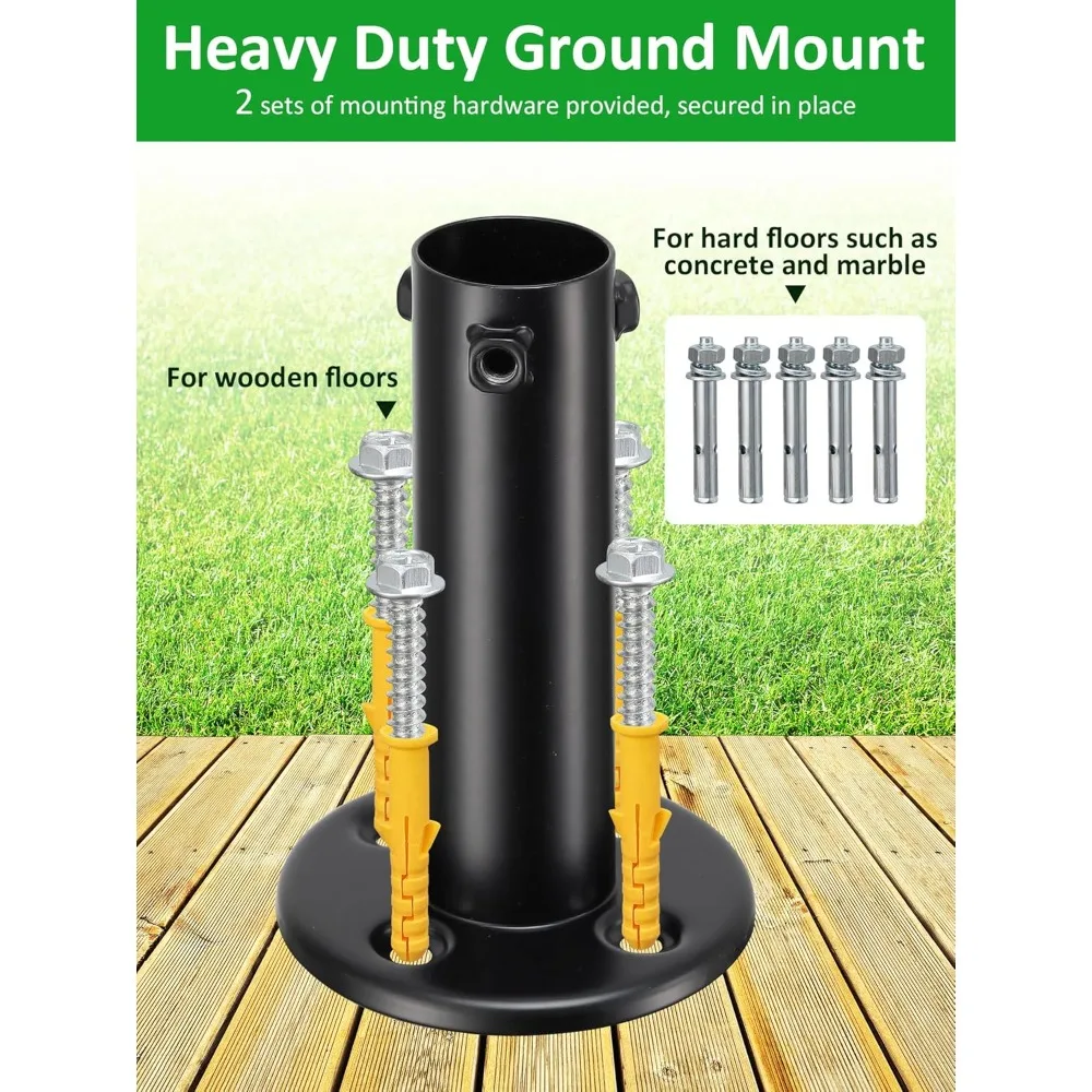 أقطاب خفيفة للسطح بطول 8.7 قدم، أقطاب معدنية بقطر 1.5 بوصة مع خطافات للتعليق، عمود مثبت على الأرض لديكور الفناء الخارجي #5