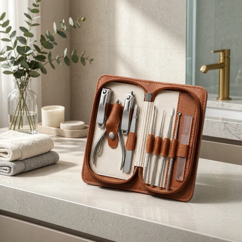 9 Piece Manicure Pedicure Set Sharp Nail Clippers Cuticle Nippers Tweezers Scissors Ear Pick Rust Resistant Tool Kit 네일 도구 세트