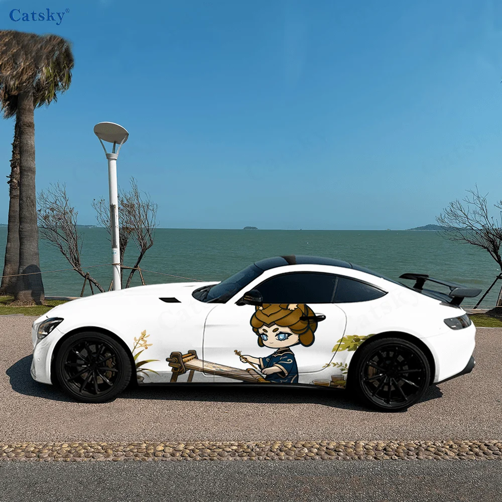 

Cat Granny and His Sister High Quality Creative Pattern Stickers Car Body Door Side Two Fashionable Stickers Two Decorations Sui