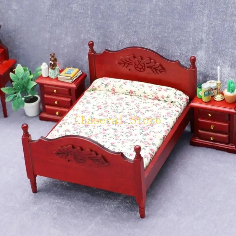 E7ce mooie mini poppenhouse meubels bed miniatuur voor meisjes kinderen doen alsof voor spelen