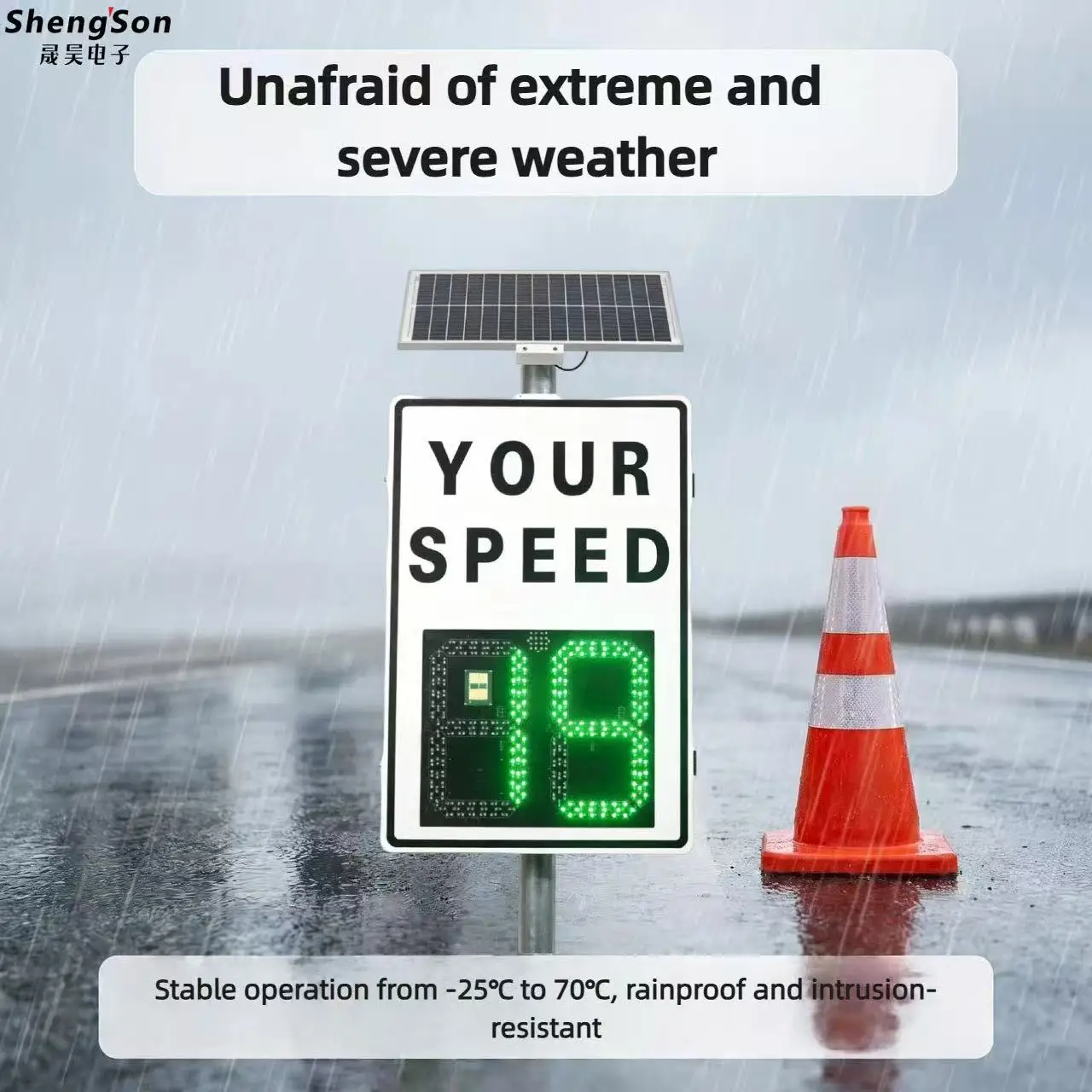 Solar LED Traffic Sign Board High Precision CE Certified PVC Material Waterproof for Roadway Safety