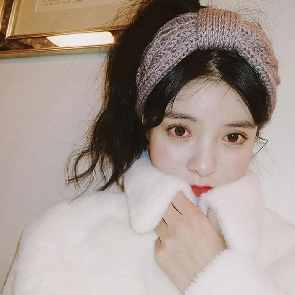 

Elastic Crochet Turban Ear Warmer Outdoor Windproof Headwrap Twists Butterfly Tie Stretchy Woven Solid Color Chunky Hairband