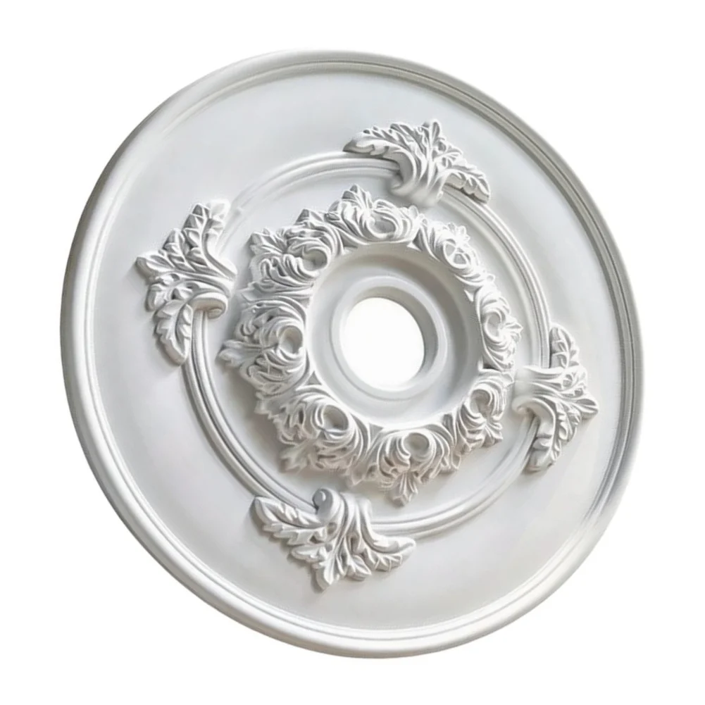 Polyurethane Lamp Plate for Ceiling Decoration Supporting Chandeliers Pendant Lights and Ceiling Fans in Residential Spaces