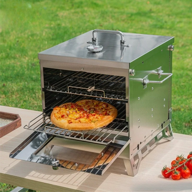 Estufa de Camping de acero inoxidable, Mini horno portátil, brasero de carbón, parrilla, horno al aire libre, estufa de leña de acero inoxidable, barbacoa