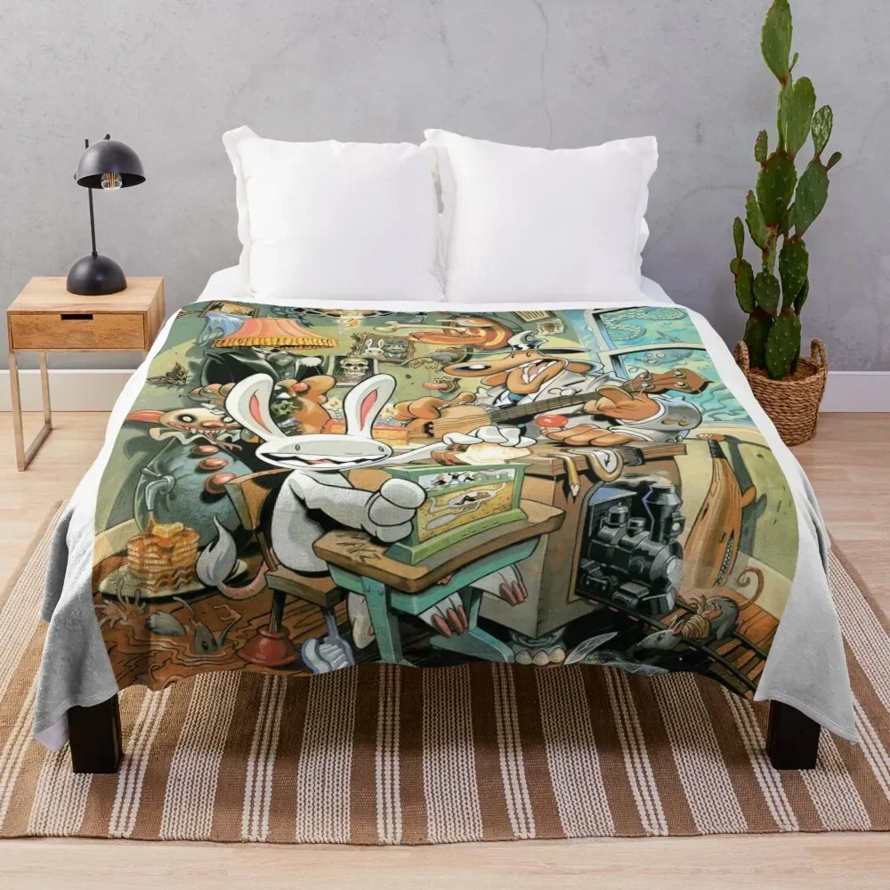 

Sam and Max Throw Blanket Travel Size Cozy Blanket for Plane Train