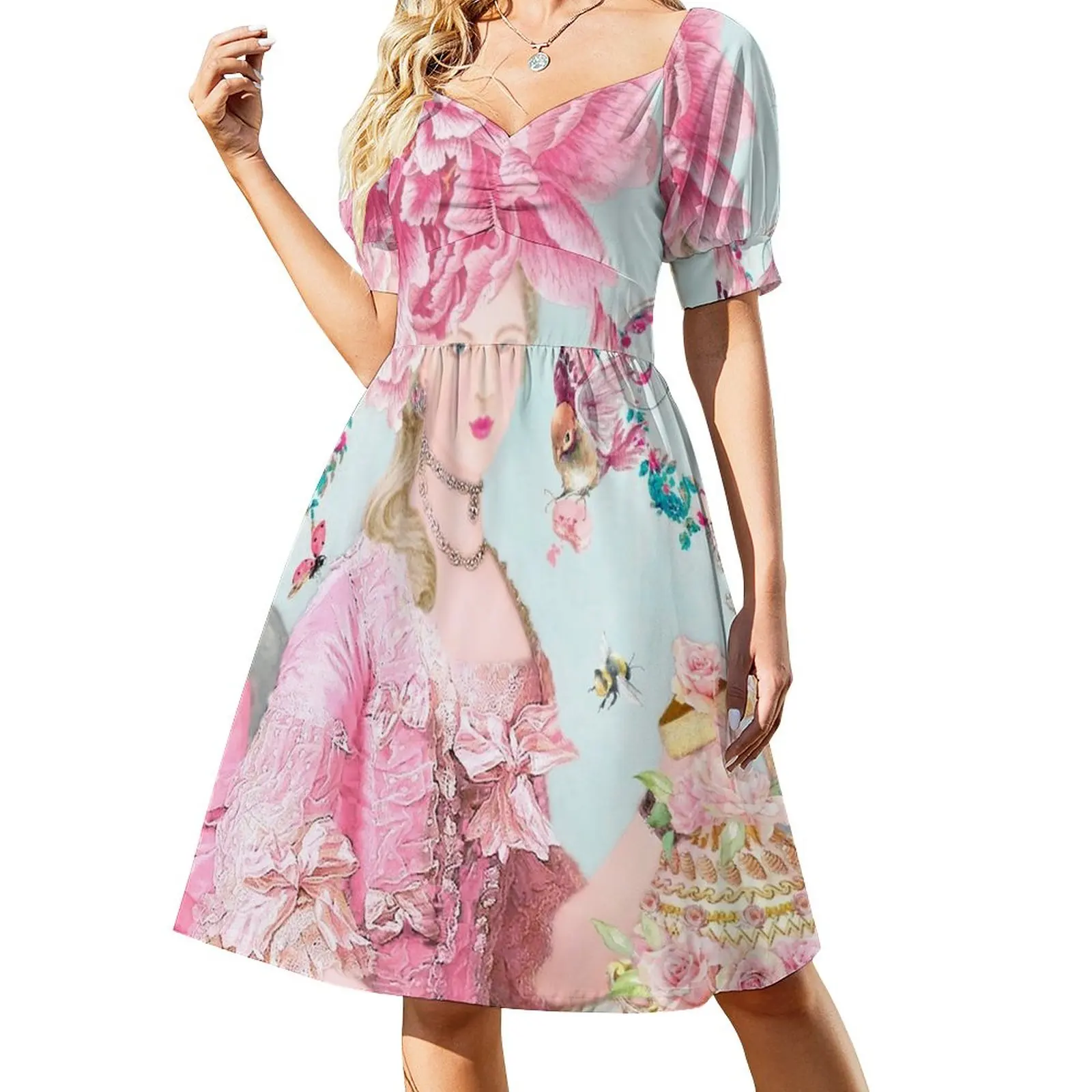 

Marie Antoinette Peony Wallflower Sleeveless Dress summer dresses Woman's evening dress