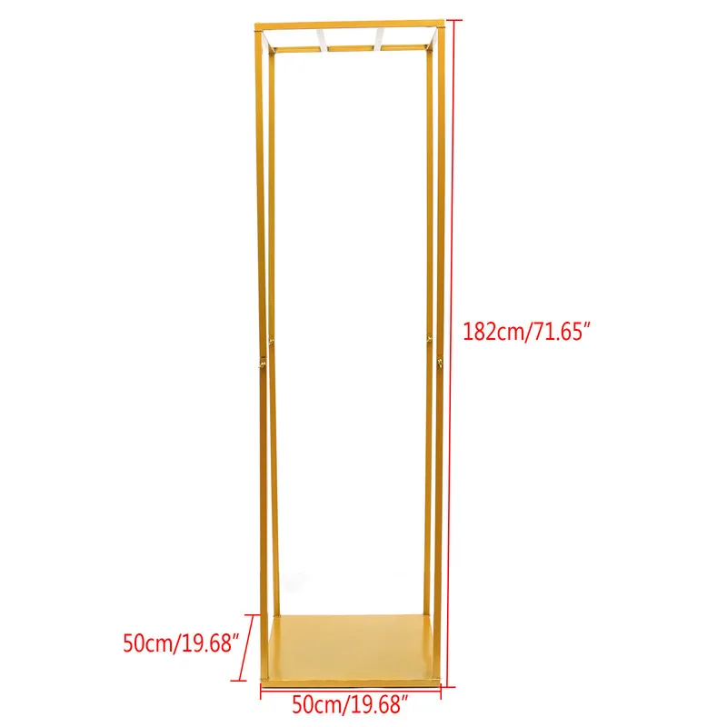 182cm Golden Metal Flower Stand Rectangle Centrepiece Wedding Decor Rack Pedestal Plinth Table