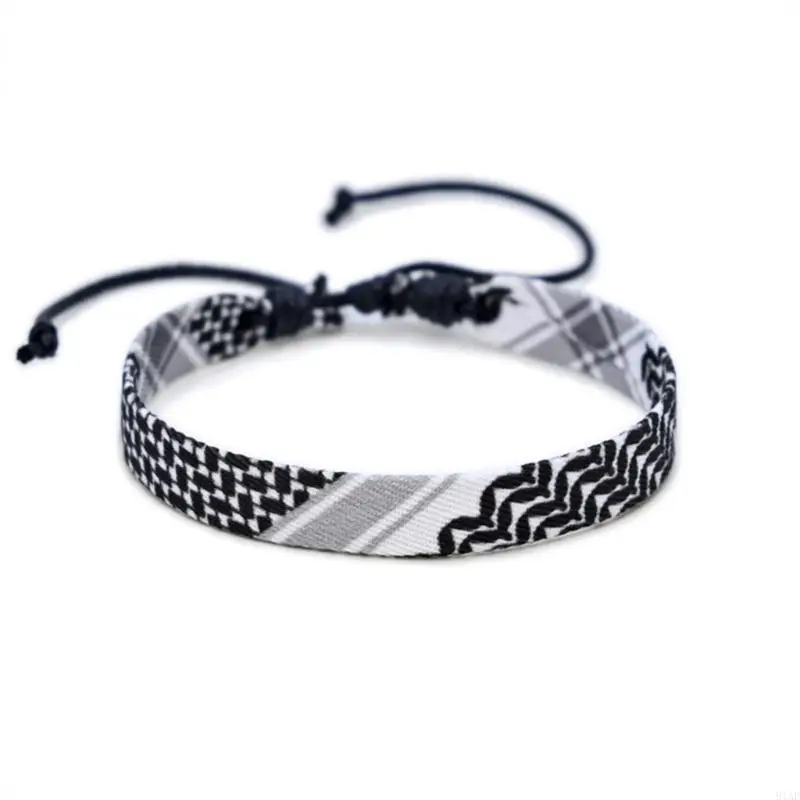 91AF Fashionable Middle Eastern Wristband Cotton Blend Handwoven Bracelet Accessory