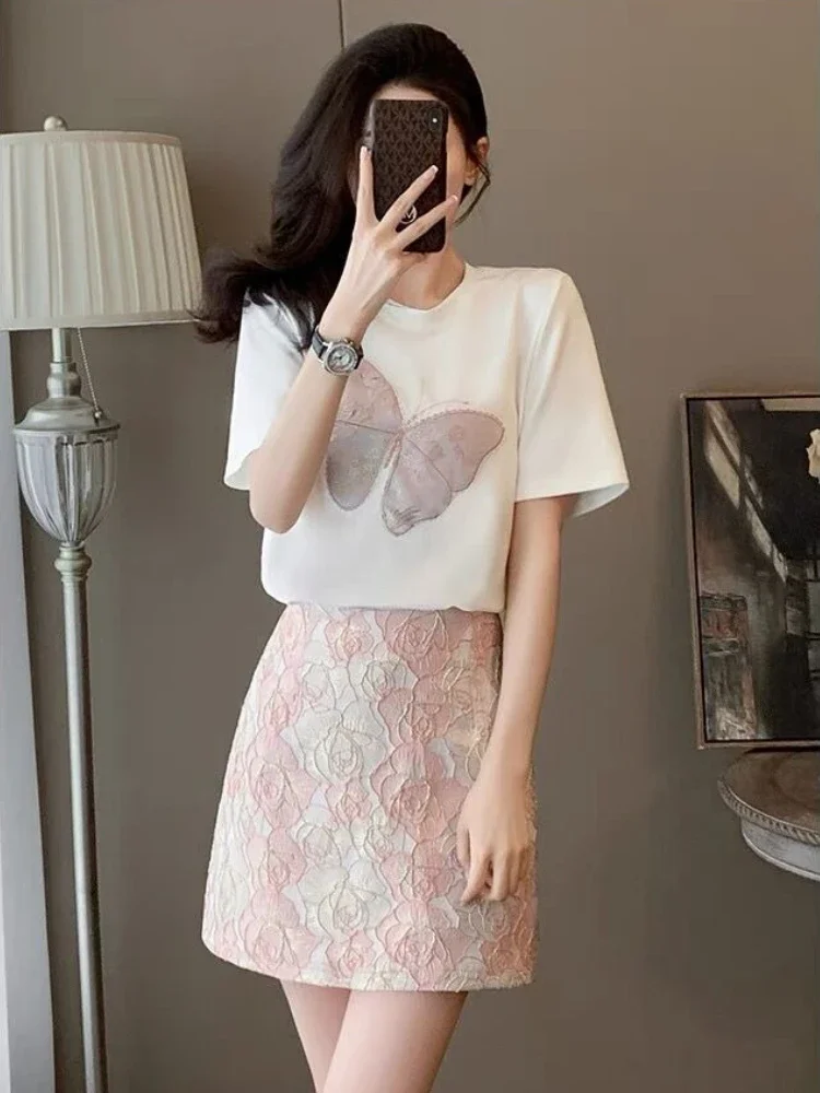 

Kawaii Women's Two Skirt Piece Set Summer Clothes 2025 Clothing Trend Luxury Korean Style Cheap Offers Vintage Female Outfits