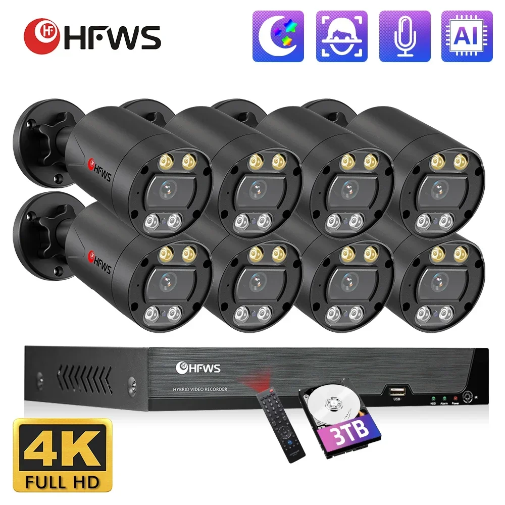 Video Surveillance Security CCTV POE  Kit 4K 8MP Poe  8CH