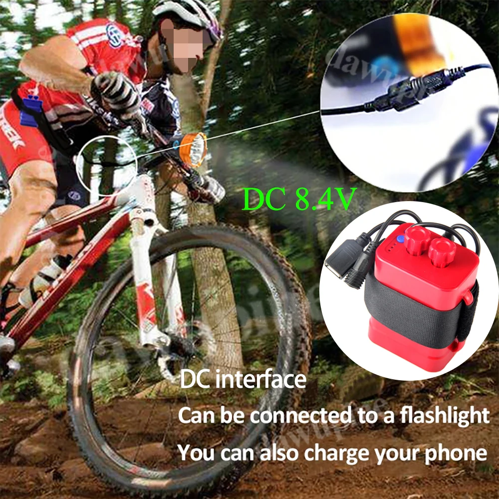 

DIY 18650 Battery Pack USB Power Bank DC 8.4V 6*18650 Lithium Battery Storage Box Case for Bicycle Light Bike Lamp Mobile Phone