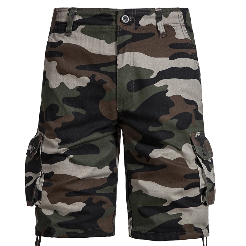 Men's Camo Shorts Summer Casual Half Pants Camouflage Outdoor Sports Short Pants Side Pocket Cotton Breathable Shorts