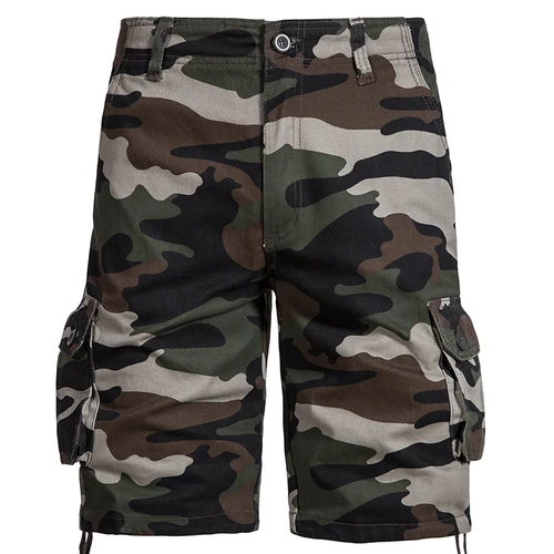 Imagen 2 del producto Pantalones cortos de camuflaje para hombre, pantalones cortos informales de verano, pantalones cortos de camuflaje para deportes al aire libre, pantalones cortos transpirables de algodón con bolsillo lateral