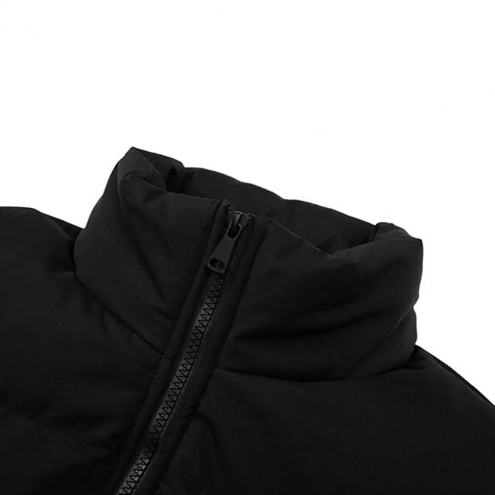 Einfarbige Baumwoll jacke warme Baumwoll jacke Herren Stehkragen Baumwoll Daunen mantel mit Reiß verschluss Knopfleiste Taschen fest für den Winter