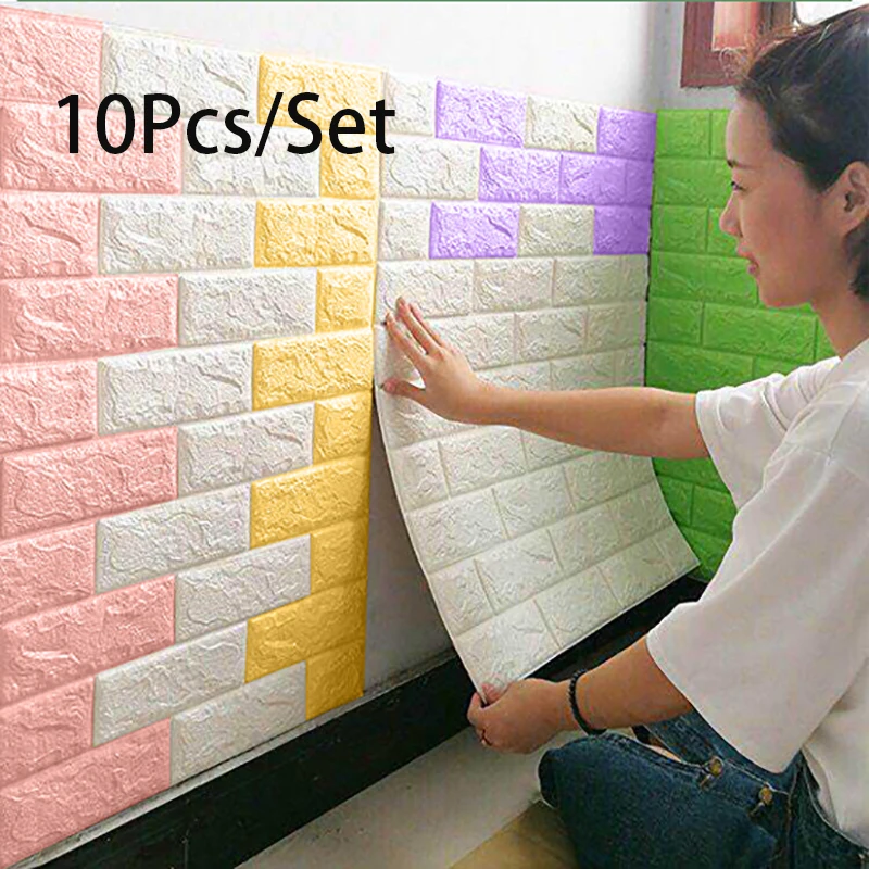 

Wall Wallpaper DIY Brick Pattern Adhesive Living Room Decoration Foam Modern Home Decoration 70cmx100cm 3D Self-adhesive Decor