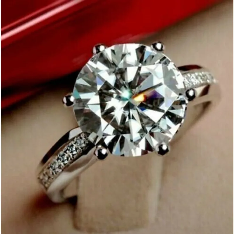 Solid 925 Sterling Silver Ring Fully Set with Moissanite Festive Gift Ideal for Any Occasion