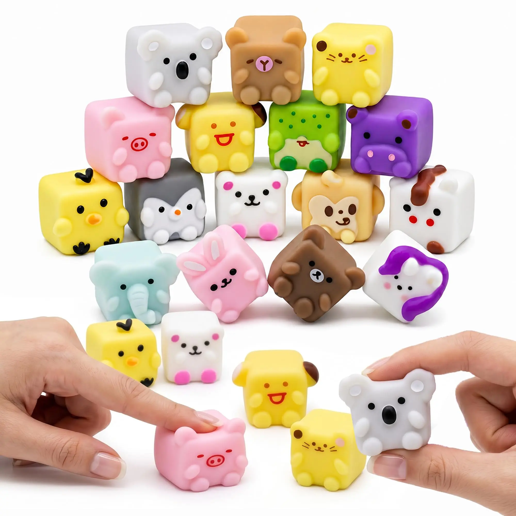 5/10/20/15pcs Mochi Squishy Toys Animal Squeeze Stress Relief Fidget Soft Sensory Cube for Kids Adults Party Favors Supplies
