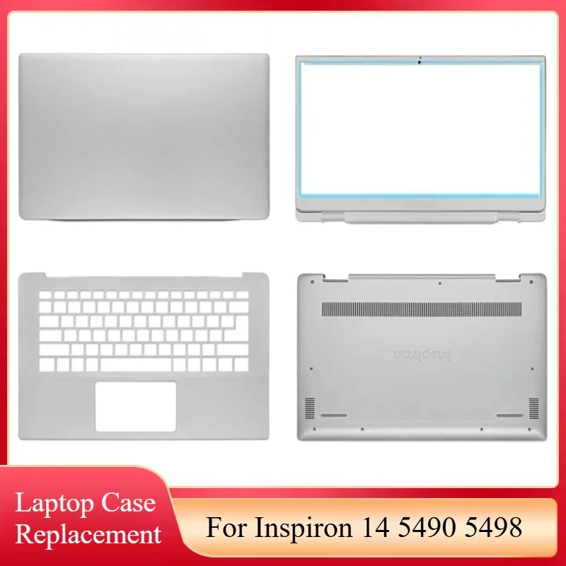 

New For Inspiron 14 5490 5498 Laptop LCD Back Cover Front Bezel Top Case Palmrest Bottom Case Silver Shell C4VGP 0R0VH6 0X98GC