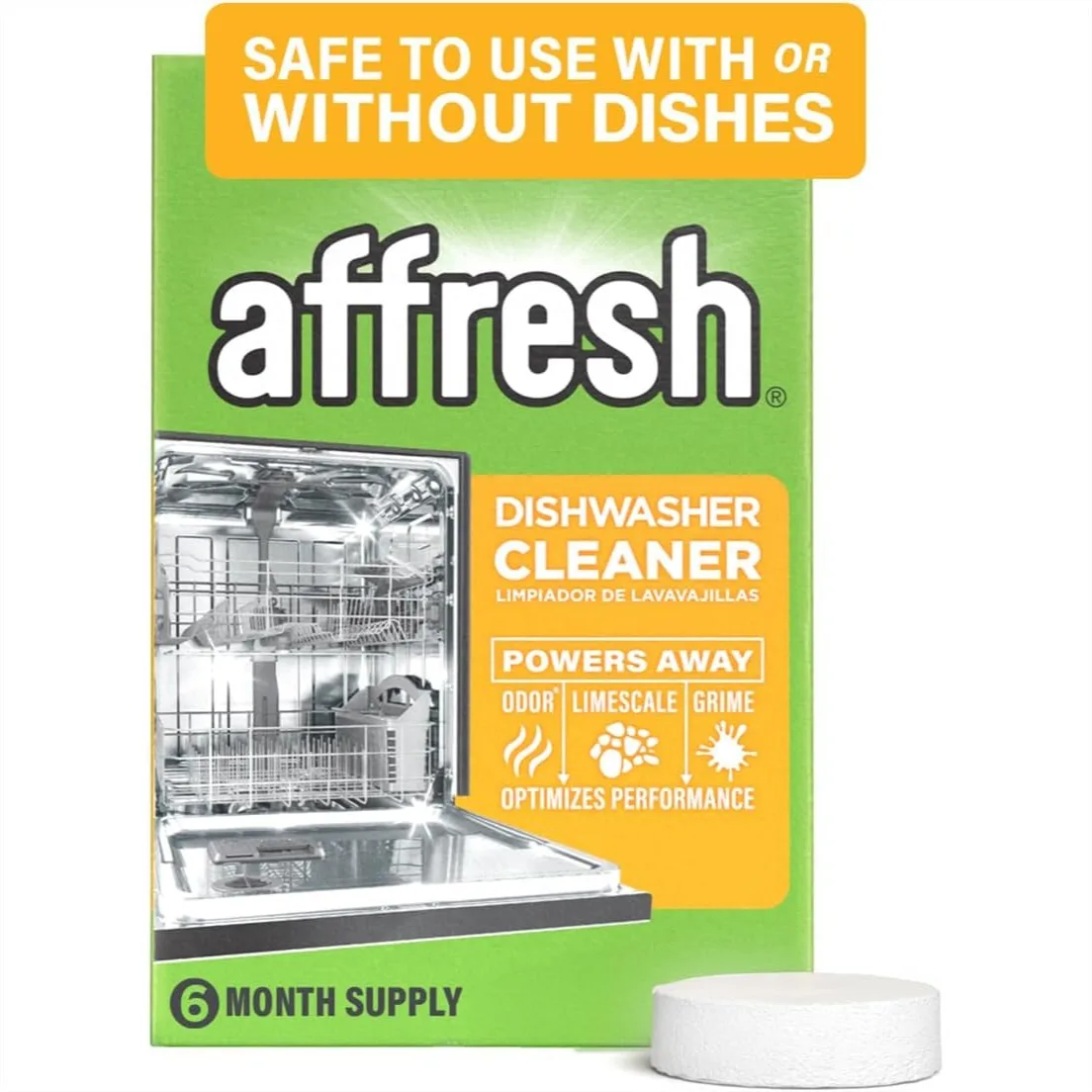 Dishwasher Cleaner Tablets, 6 Pack, Removes Odor Causing Residue and Grime from Pump, Tub, and Hoses, for All Dishwashers