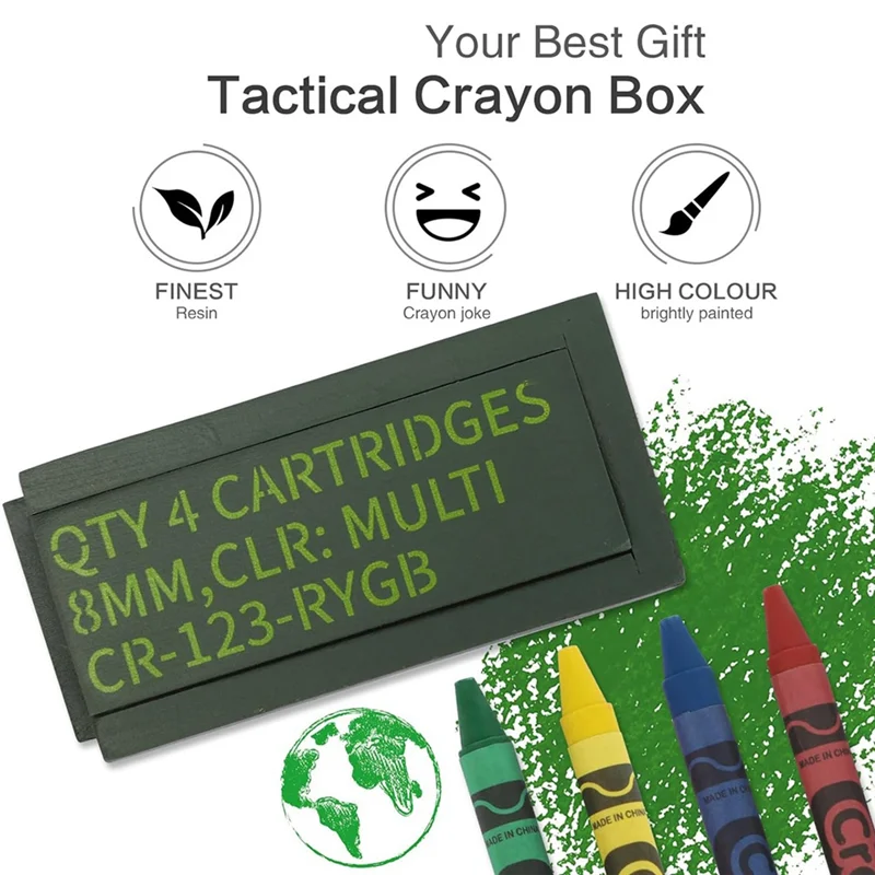 EDT-1PCS Funny Tactical Crayon Case,Crayons Party Favors Funny Edible Crayons For Marines Gifts, With 4 Mini Crayon For Kids