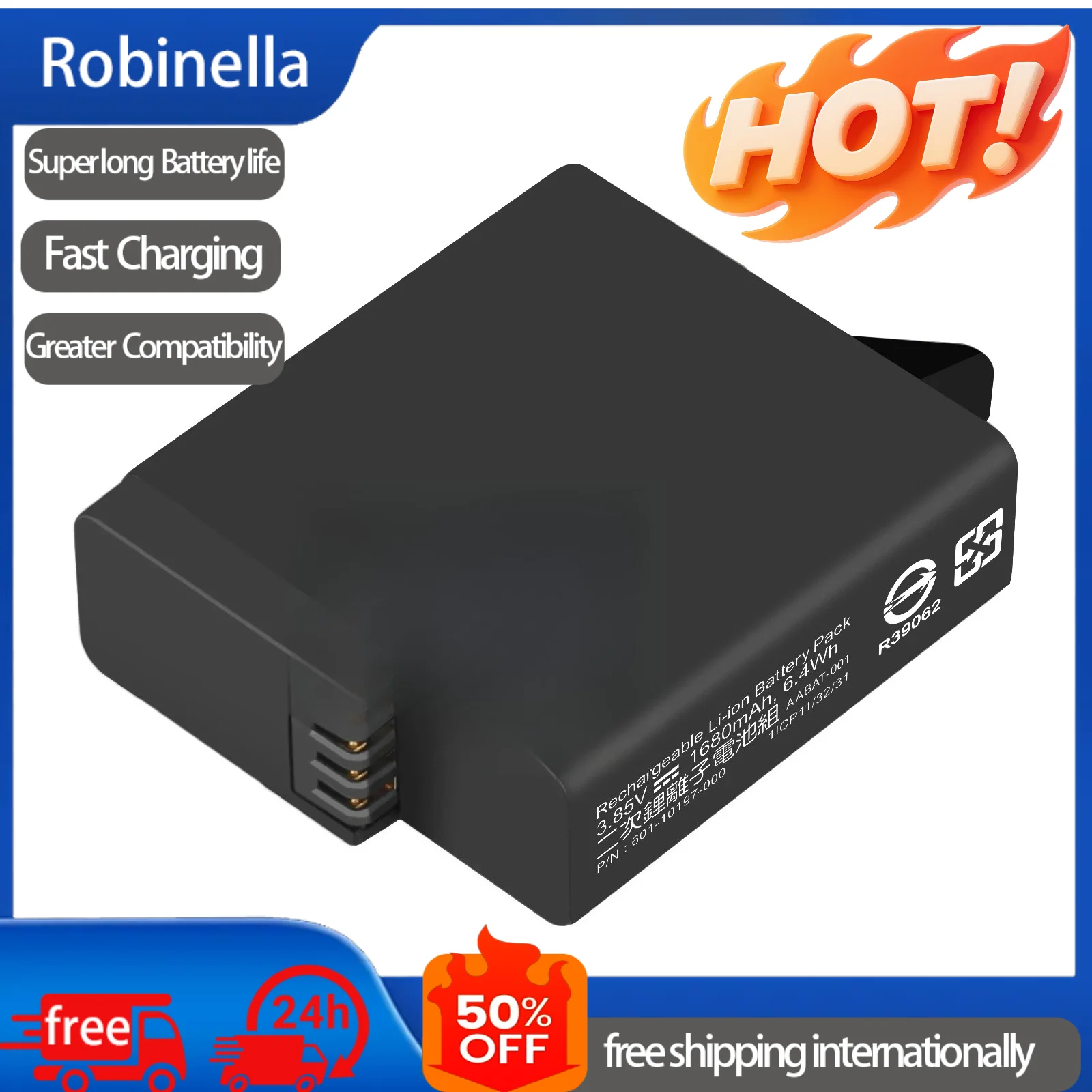 Original Probty Battery & Triple Charger for GoPro Hero 5 Hero 6 Hero 7 Black Camera Rechargeable Battery Pack Fast Charging Kit