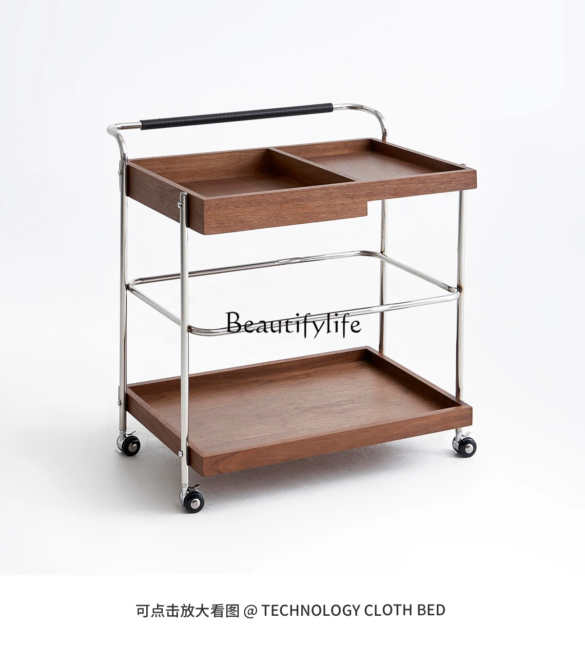 Retro trolley, living room, premium wooden coffee table, side push-pull dining car, ancient style